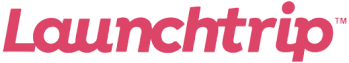 A large logo for Launchtrip, a company who provides travel app products based on consumer events.
