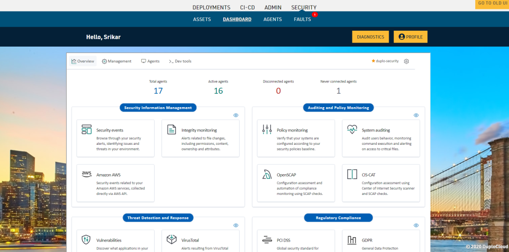 A security information management admin dashboard.